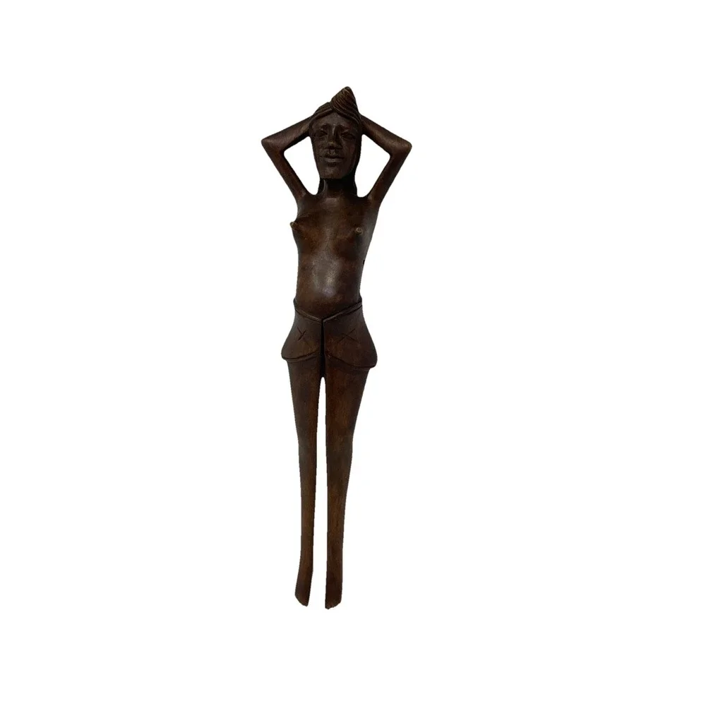 Vintage Hand Carved Wooden Nutcracker Nude Naked Lady Woman 14